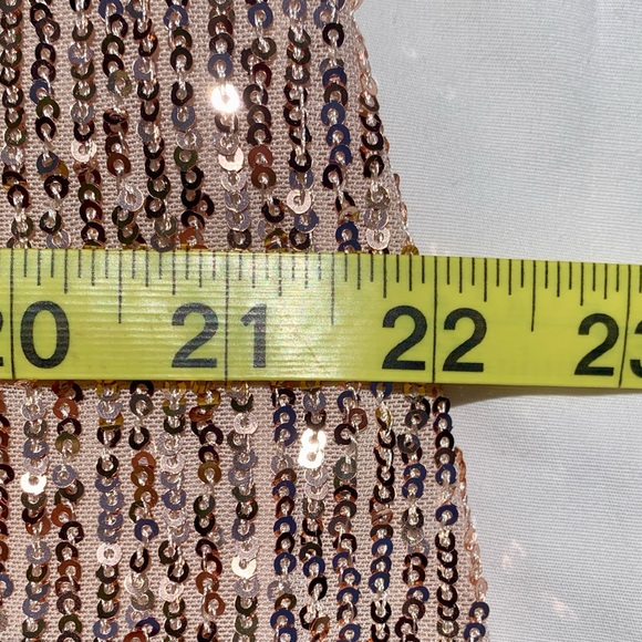 MSK Sequin Shift Dress XL Copper Pink Short Sleeve Mini - Picture 15 of 17